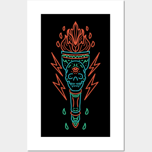 skull torch Posters and Art